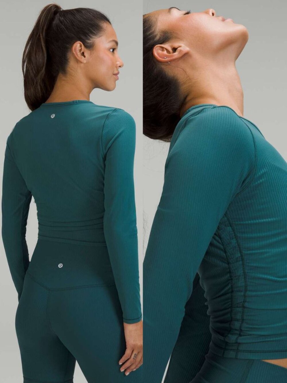 Lululemon All It Takes Long Sleeve Shirt Ruched Sides 6 Ribbed Nulu Green Jasper